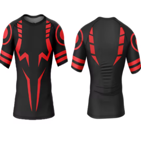 Short Sleeve Sukuna Compression Shirt Black & Red (Jujutsu Kaisen)